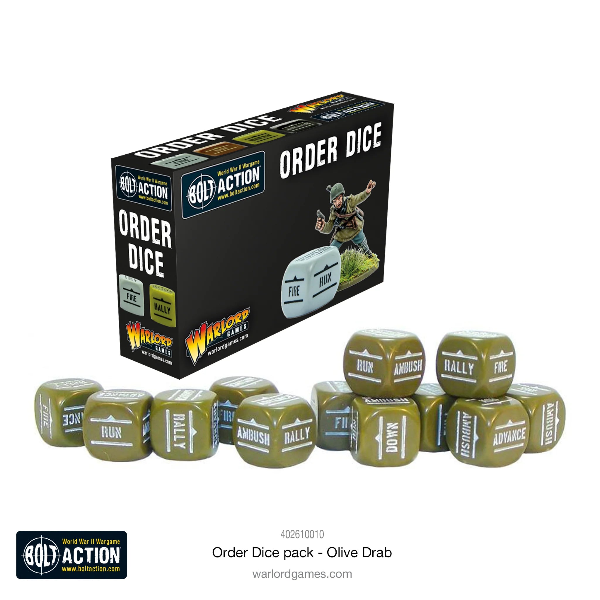 Bolt Action Order Dice Olive Drab (12)