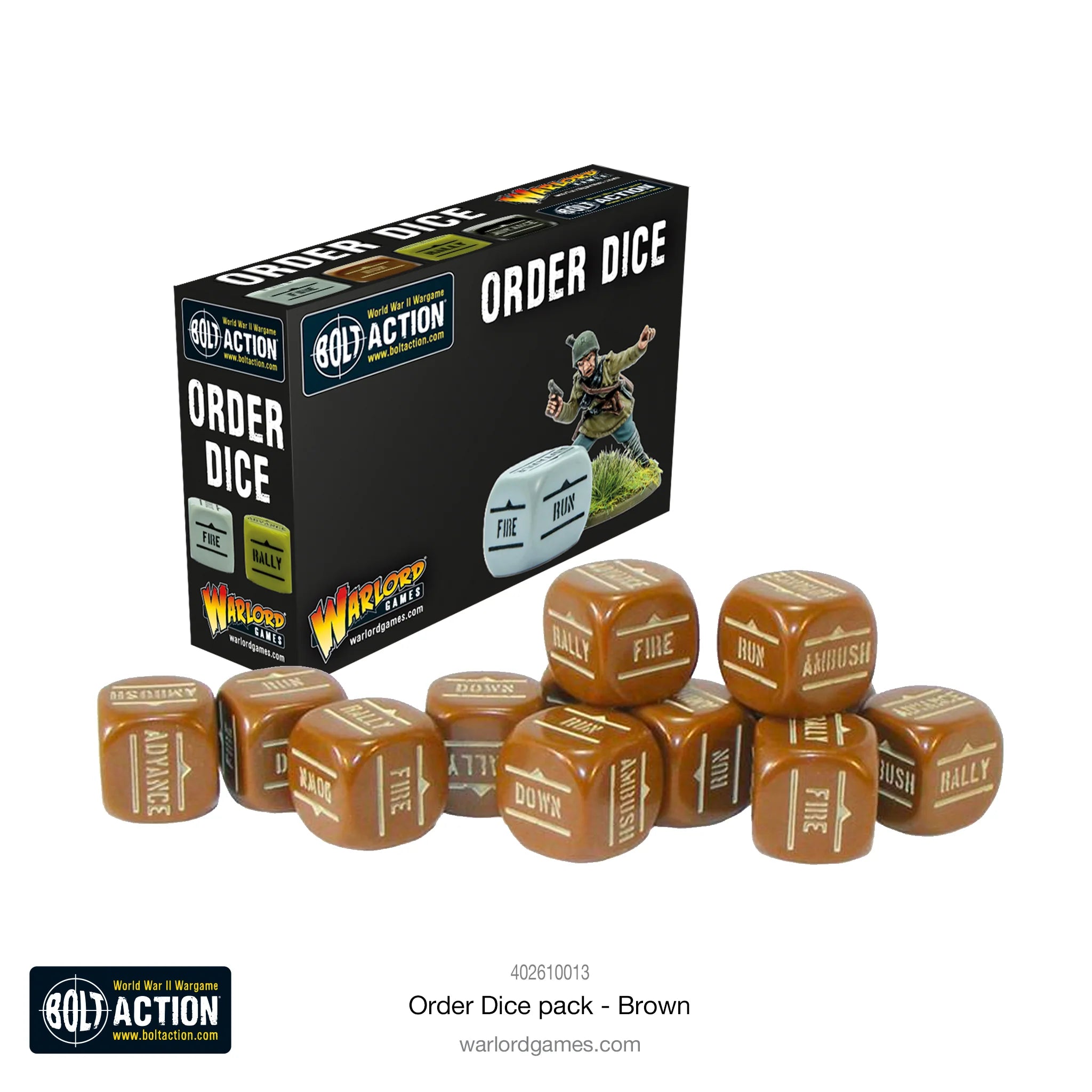 Bolt Action Order Dice Brown (12)