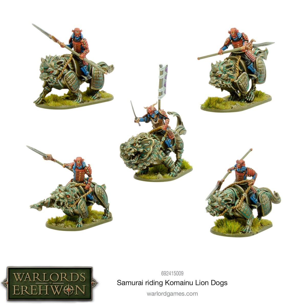 Warlords of Erehwon: Samuráis Montando Perros León Komainu