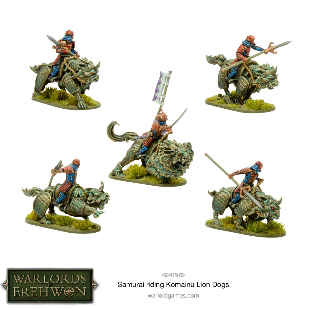 Warlords of Erehwon: Samuráis Montando Perros León Komainu