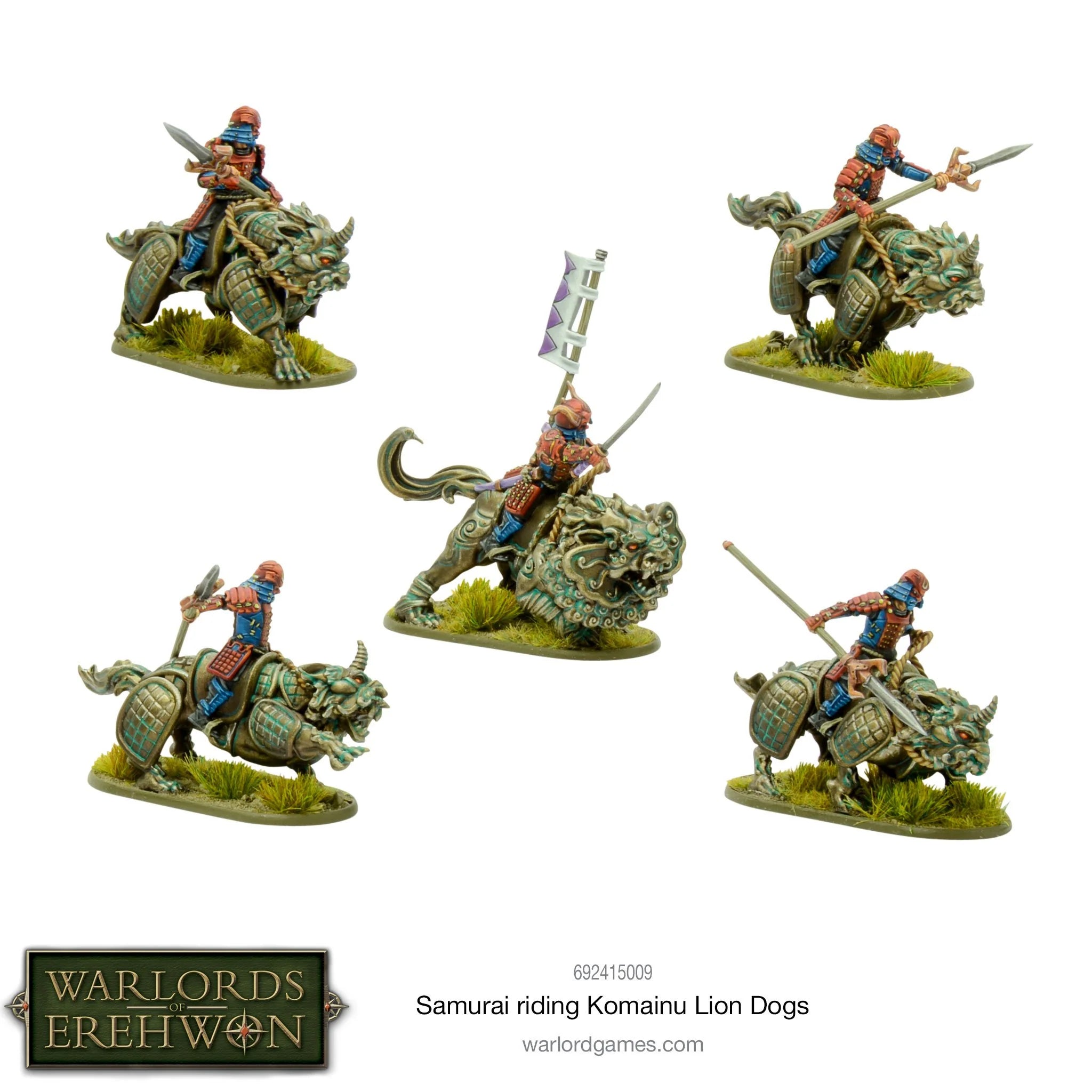 Warlords of Erehwon: Samuráis Montando Perros León Komainu
