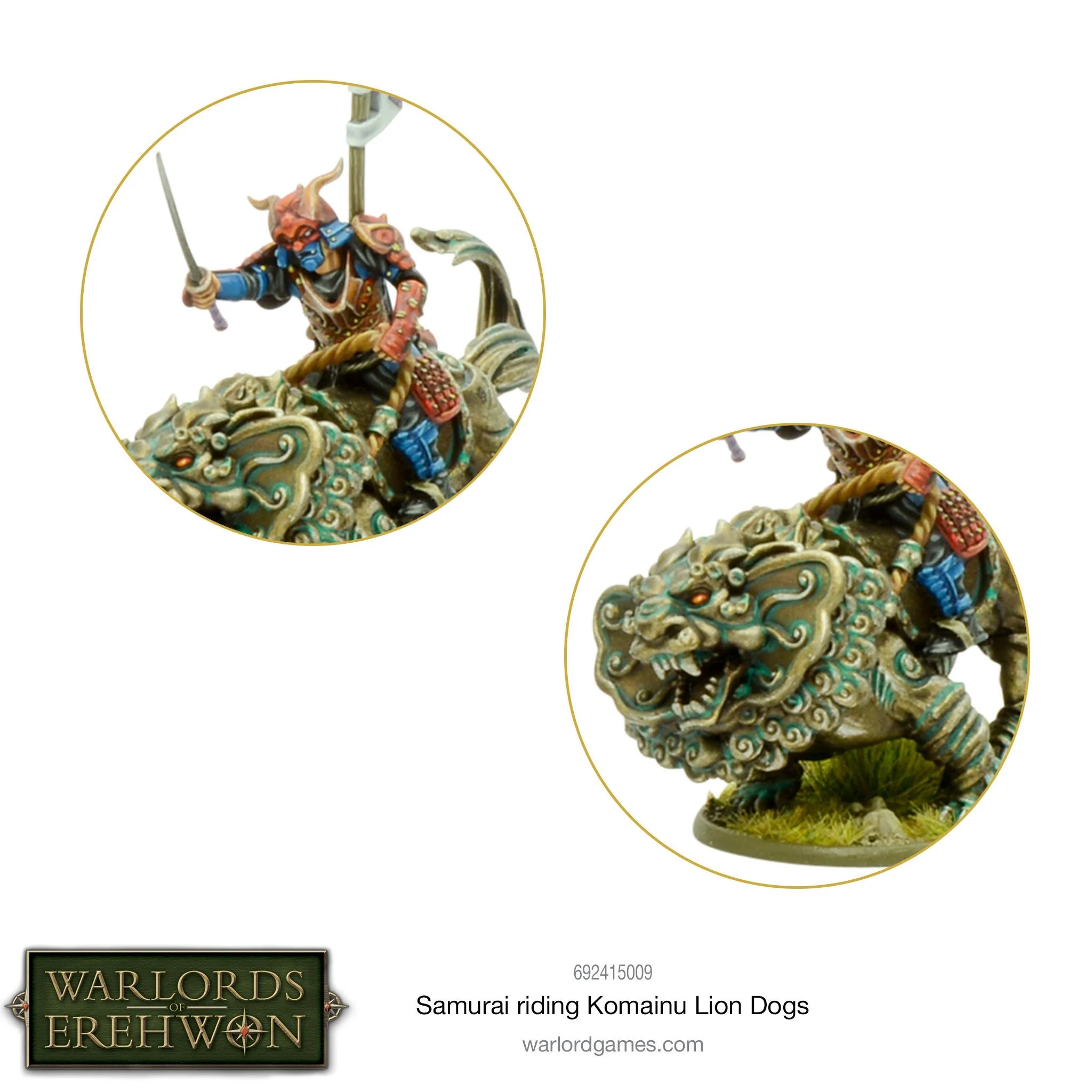Warlords of Erehwon: Samuráis Montando Perros León Komainu