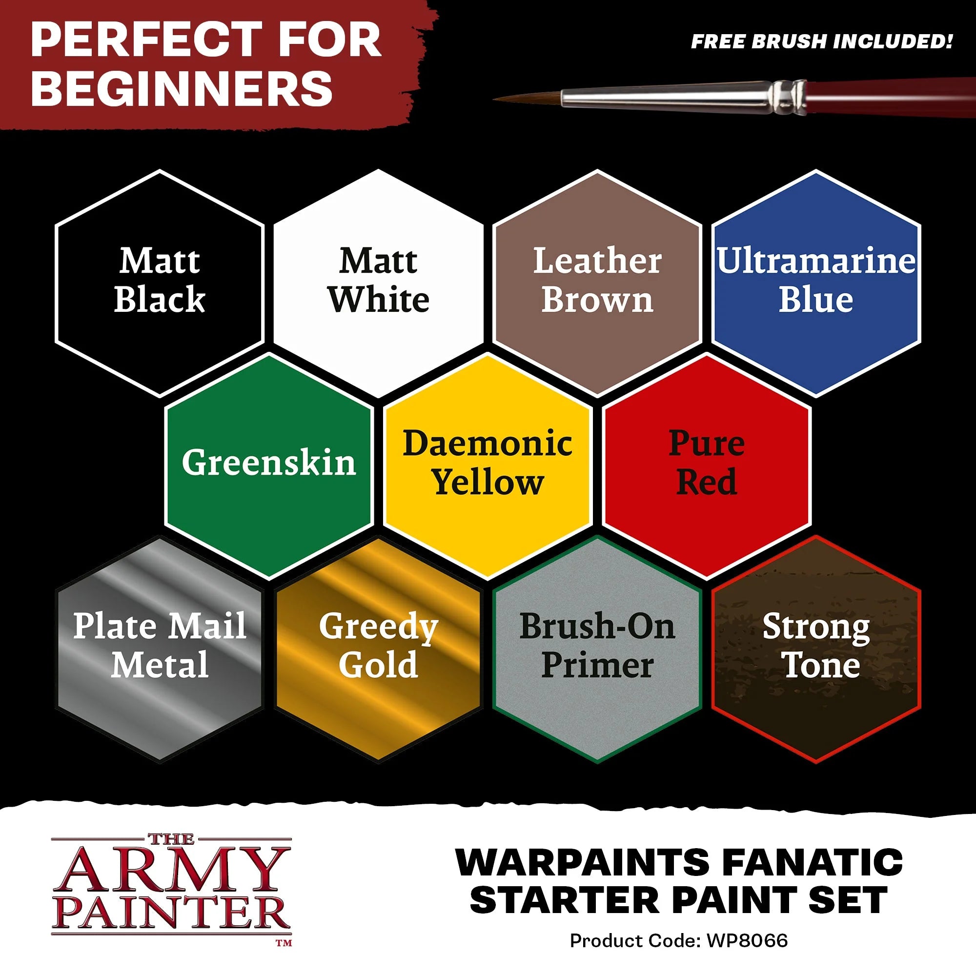Army Painter Fanatic Starter Paint Set 11 Bottles + Brush