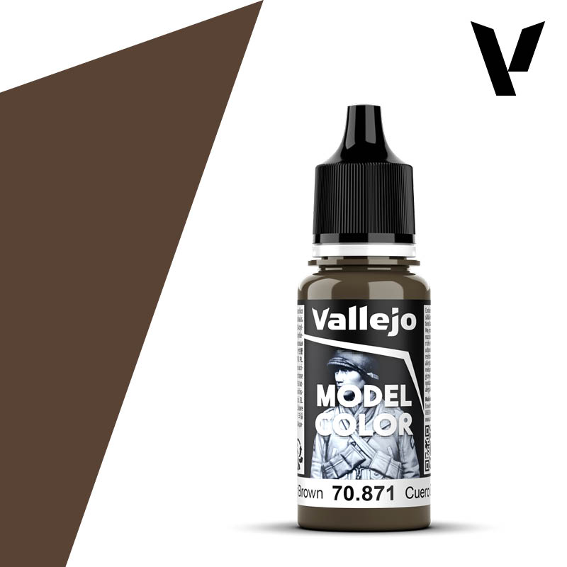 Vallejo Model color CUERO OSCURO / LEATHER BROWN 70.871 (18 ml)